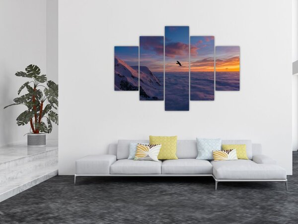 Tablou în apus de soare, Mont Blanc (150x105 cm)