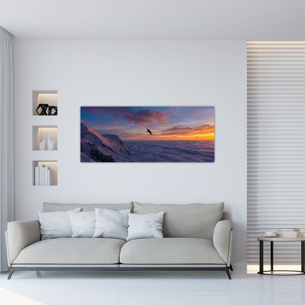 Tablou în apus de soare, Mont Blanc (120x50 cm)