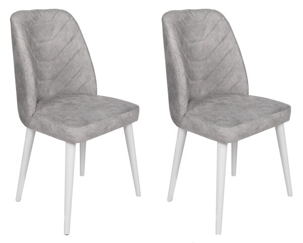 Set 2 scaune haaus Dallas, Gri/Alb, textil, picioare metalice