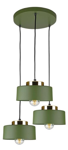 Lustră suspendată pe cablu IGNIA, 3xE27/60W/230V, verde/auriu