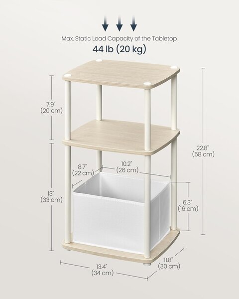Masuta laterala Songmics Bej 34x30x58 cm