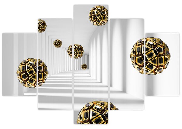 Tablou abstract cu mingi de fotbal (150x105 cm)