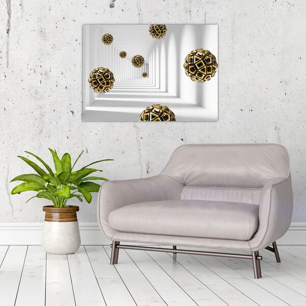 Tablou abstract cu mingi de fotbal (70x50 cm)