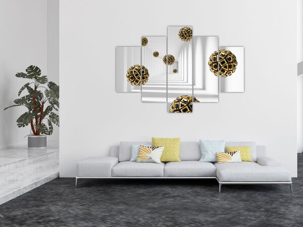 Tablou abstract cu mingi de fotbal (150x105 cm)