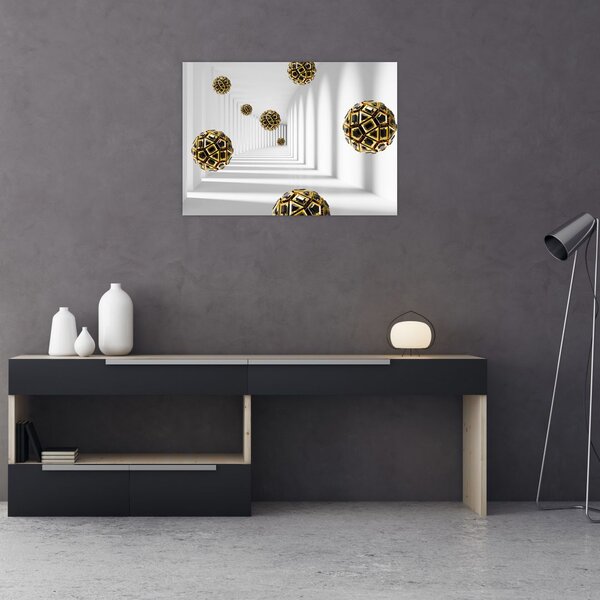 Tablou abstract cu mingi de fotbal (70x50 cm)