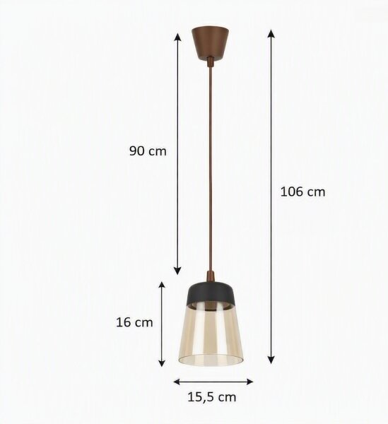 Brilagi - Lustru LED R STICLĂ 1xE27/60W/230V diam. 15,5 cm maro/bej fumuriu/negru