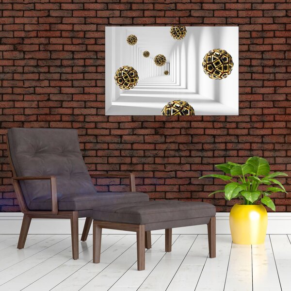 Tablou abstract cu mingi de fotbal (90x60 cm)
