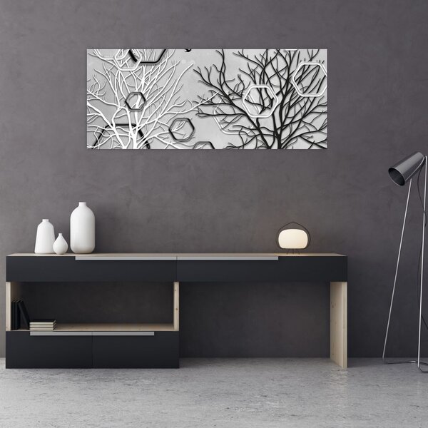 Tablou abstract cu pomi (120x50 cm)