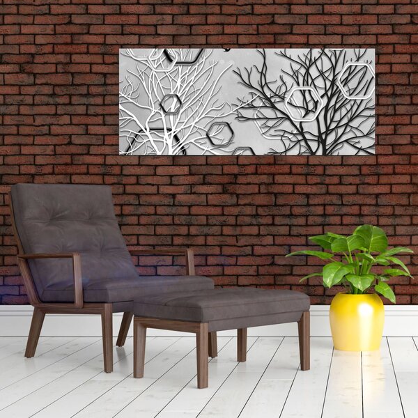 Tablou abstract cu pomi (120x50 cm)