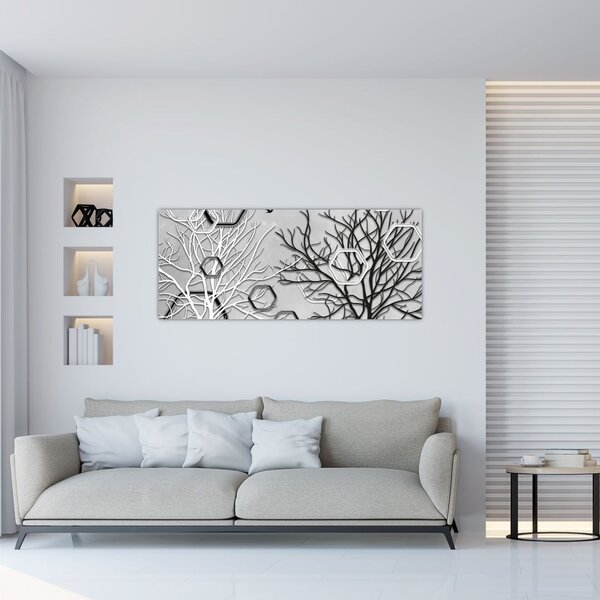 Tablou abstract cu pomi (120x50 cm)