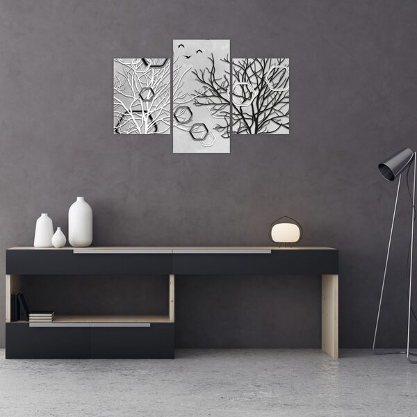 Tablou abstract cu pomi (90x60 cm)