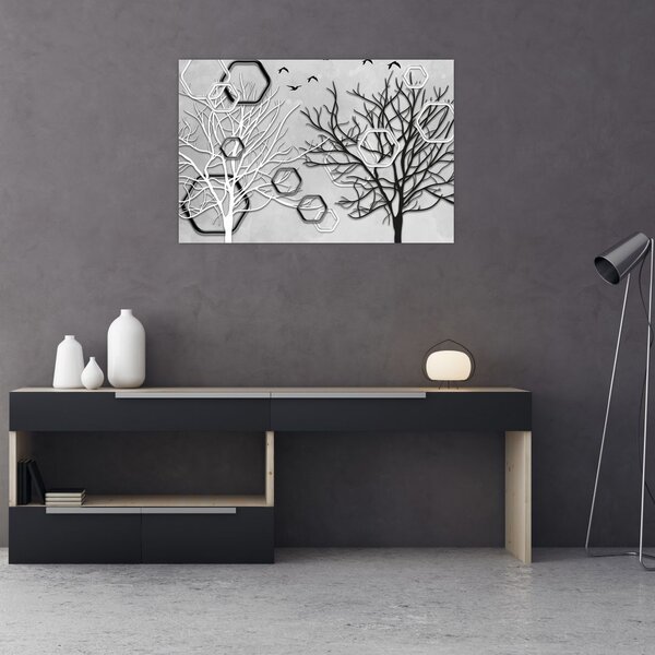 Tablou abstract cu pomi (90x60 cm)