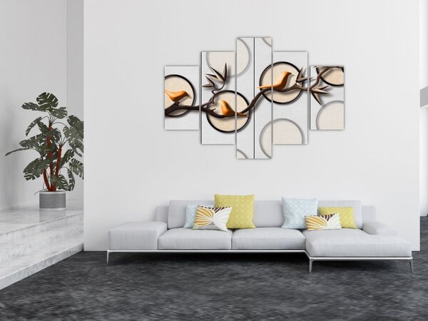 Tablou artistic - Păsărele pe creangă (150x105 cm)