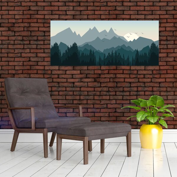 Tablou - Munții cu privirea graficeanului (120x50 cm)