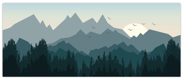 Tablou - Munții cu privirea graficeanului (120x50 cm)