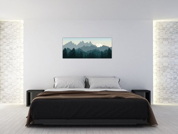Tablou - Munții cu privirea graficeanului (120x50 cm)