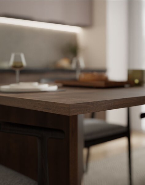 Masă de dining extensibilă Form, nuc okapi