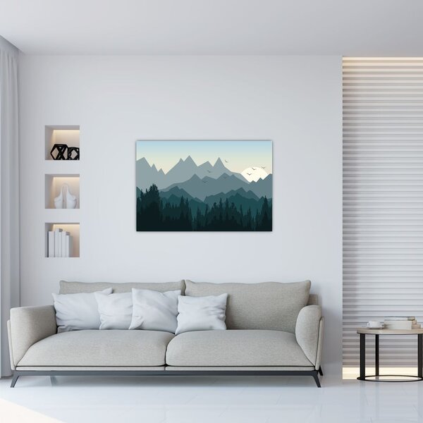 Tablou - Munții cu privirea graficeanului (90x60 cm)