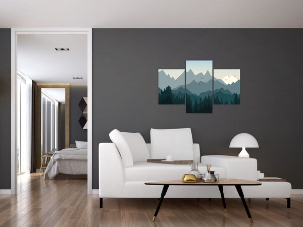 Tablou - Munții cu privirea graficeanului (90x60 cm)