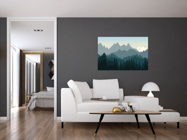 Tablou - Munții cu privirea graficeanului (90x60 cm)