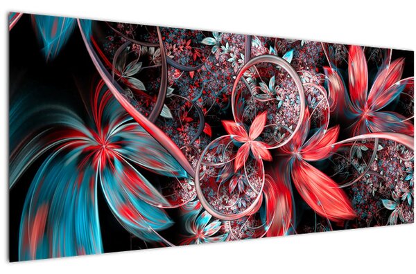 Tablou abstract cu flori exotice (120x50 cm)