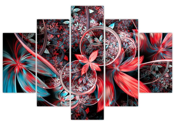 Tablou abstract cu flori exotice (150x105 cm)