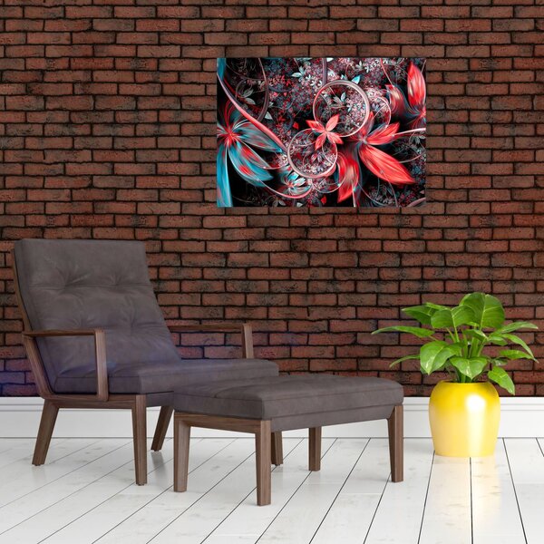 Tablou abstract cu flori exotice (70x50 cm)