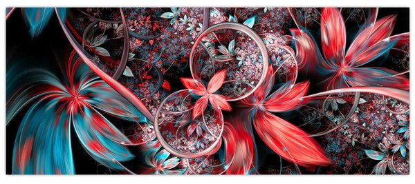 Tablou abstract cu flori exotice (120x50 cm)