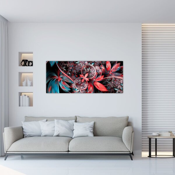 Tablou abstract cu flori exotice (120x50 cm)