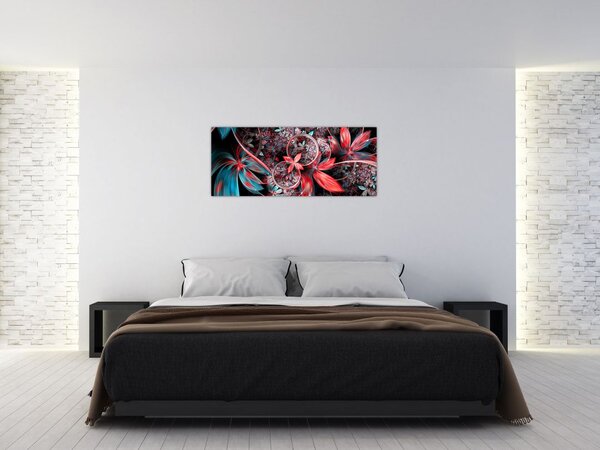 Tablou abstract cu flori exotice (120x50 cm)