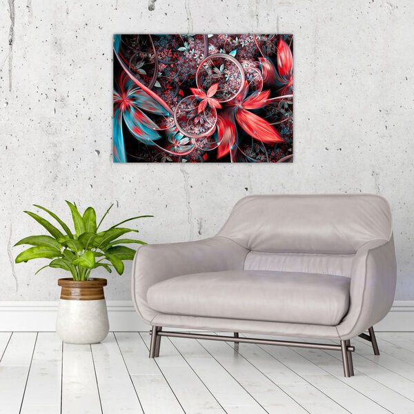 Tablou abstract cu flori exotice (70x50 cm)