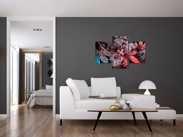 Tablou abstract cu flori exotice (90x60 cm)