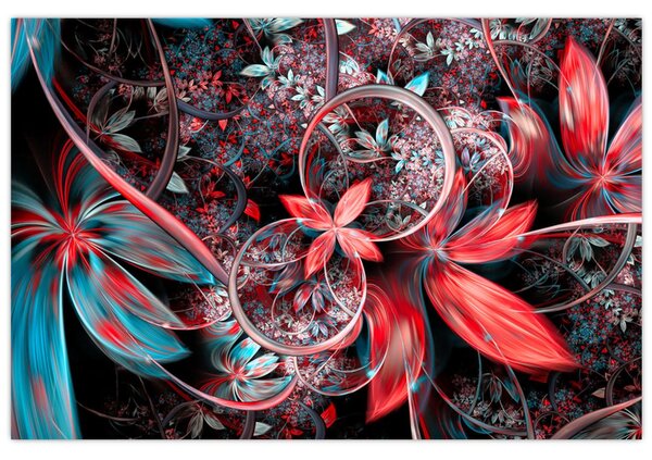 Tablou abstract cu flori exotice (90x60 cm)