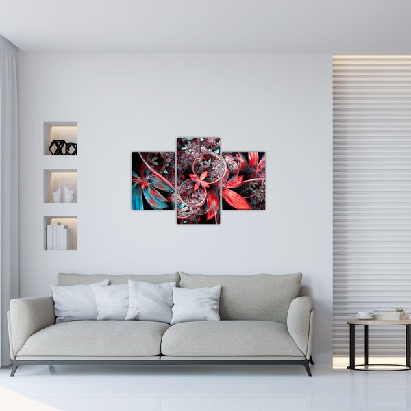 Tablou abstract cu flori exotice (90x60 cm)