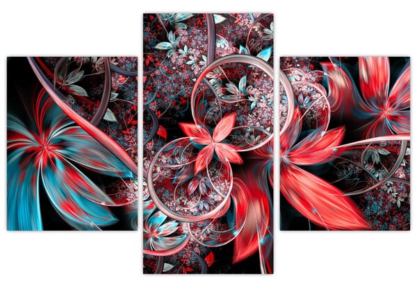 Tablou abstract cu flori exotice (90x60 cm)