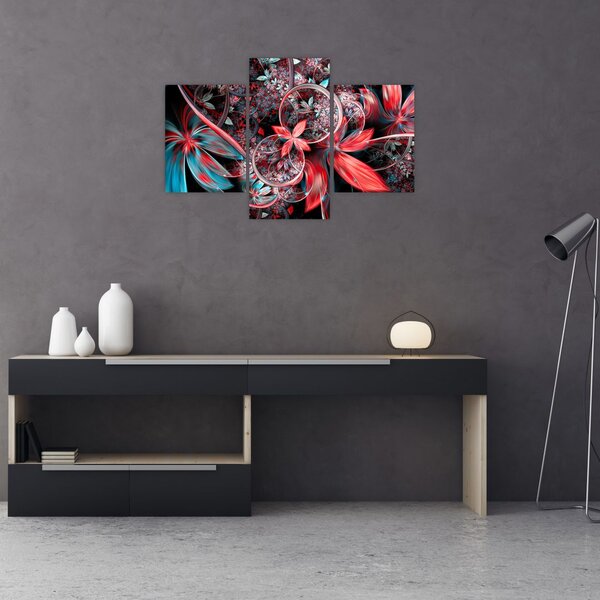 Tablou abstract cu flori exotice (90x60 cm)