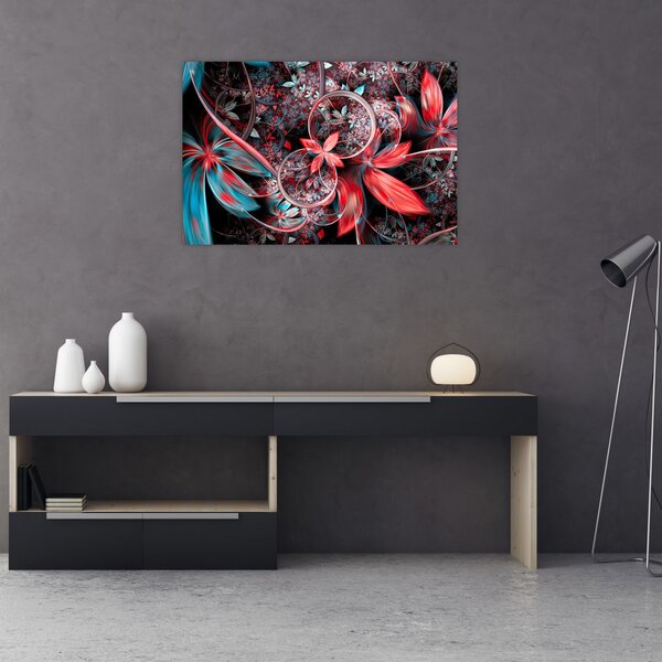 Tablou abstract cu flori exotice (90x60 cm)