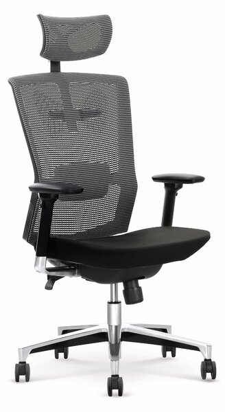 Scaun de birou ergonomic tapitat cu stofa Amberlin Gri / Negru, l64xA63xH120-130 cm
