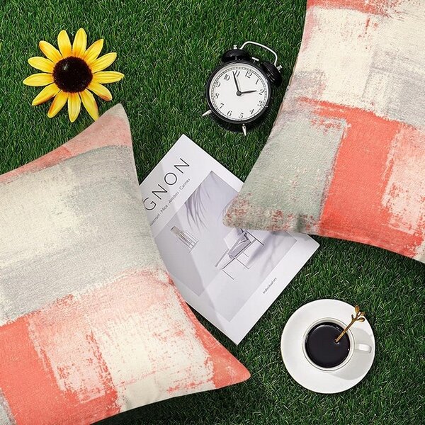 Feţe de perna decorative, 45x45cm, set 2 bucati, pentru exterior, roz-gri