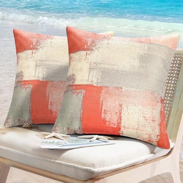 Feţe de perna decorative, 45x45cm, set 2 bucati, pentru exterior, roz-gri