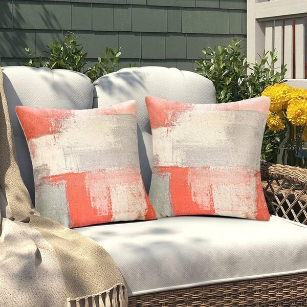 Feţe de perna decorative, 45x45cm, set 2 bucati, pentru exterior, roz-gri