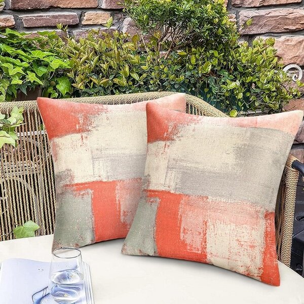 Feţe de perna decorative, 45x45cm, set 2 bucati, pentru exterior, roz-gri