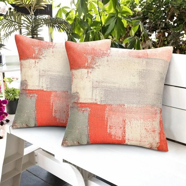 Feţe de perna decorative, 45x45cm, set 2 bucati, pentru exterior, roz-gri