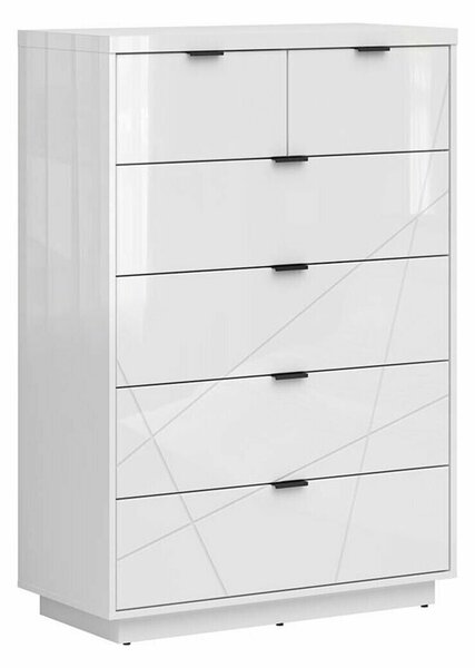 Comodă Fivale 119Alb lucios, Alb, Cu sertare, 13x9x4cm