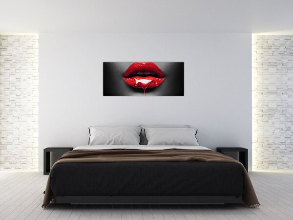 Tablou cu buze de femeie (120x50 cm)
