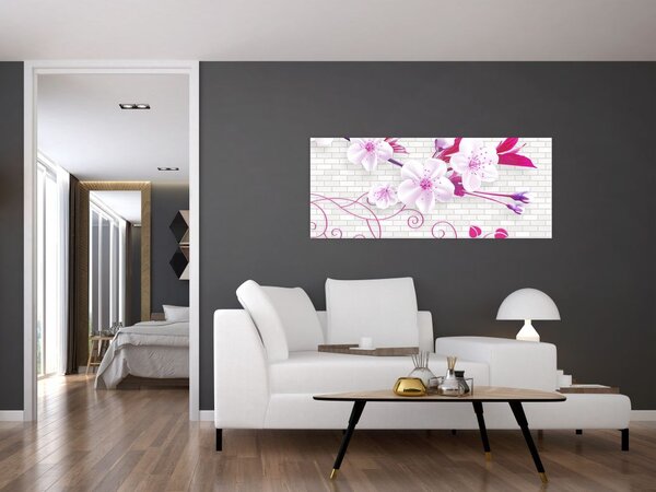Tablou cu creangă înflorită (120x50 cm)