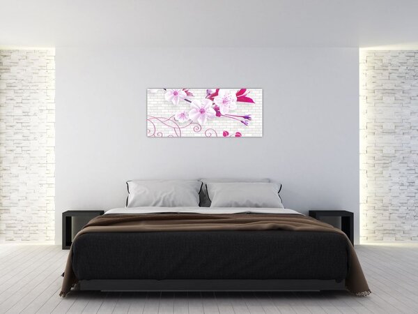 Tablou cu creangă înflorită (120x50 cm)