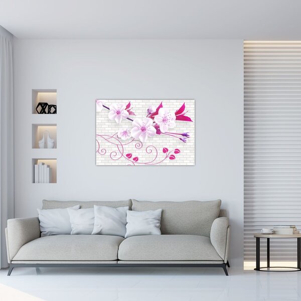 Tablou cu creangă înflorită (90x60 cm)