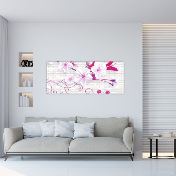 Tablou cu creangă înflorită (120x50 cm)