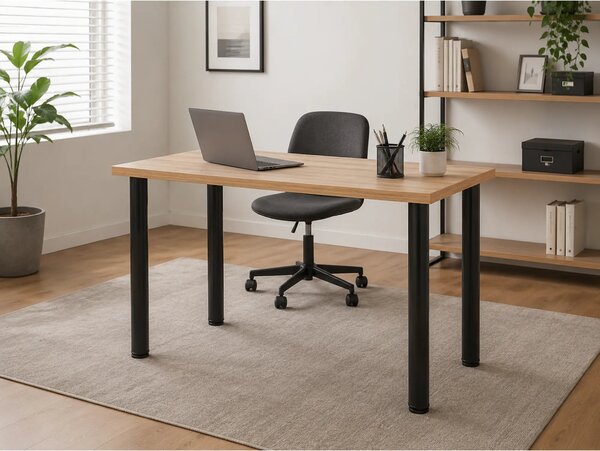 Masa MODEX 2, stejar/negru, PAL/otel, 120x68x75 cm